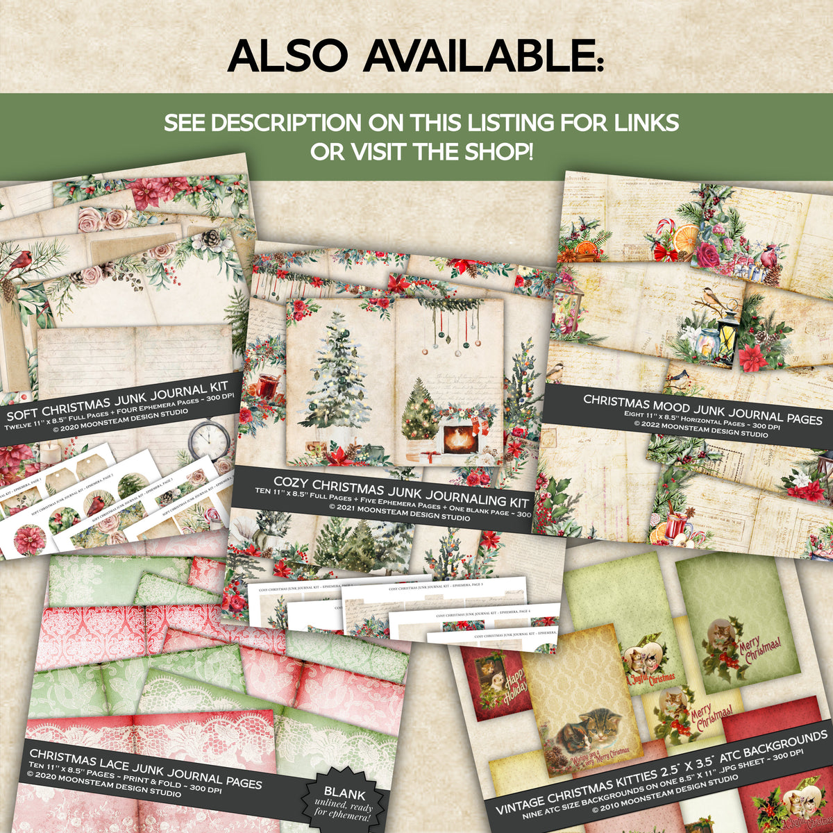 Christmas Journal Words Bundle – Red & Green Printable Ephemera