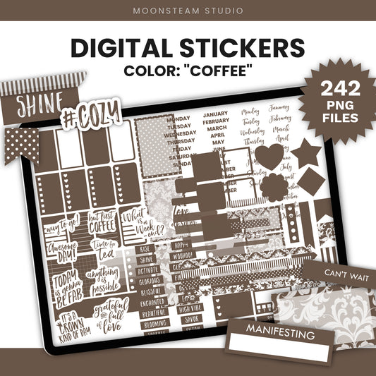 Coffee (Warm Brown) Digital Stickers