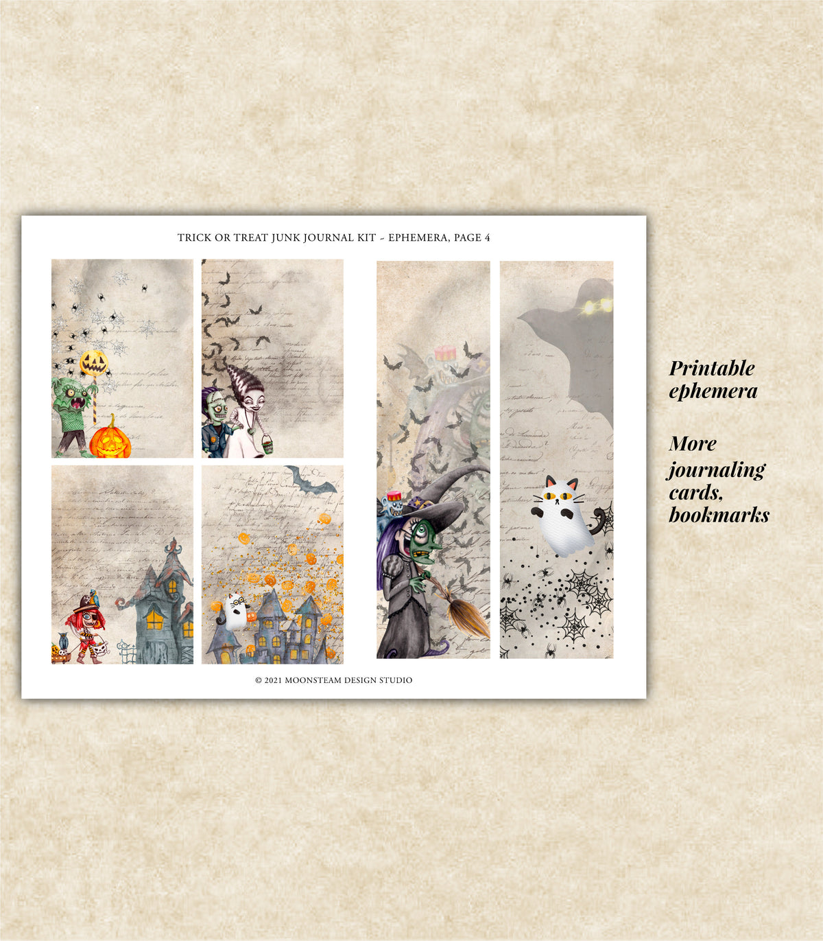 Trick or Treat Junk Journal Kit - Printable Pages & Ephemera