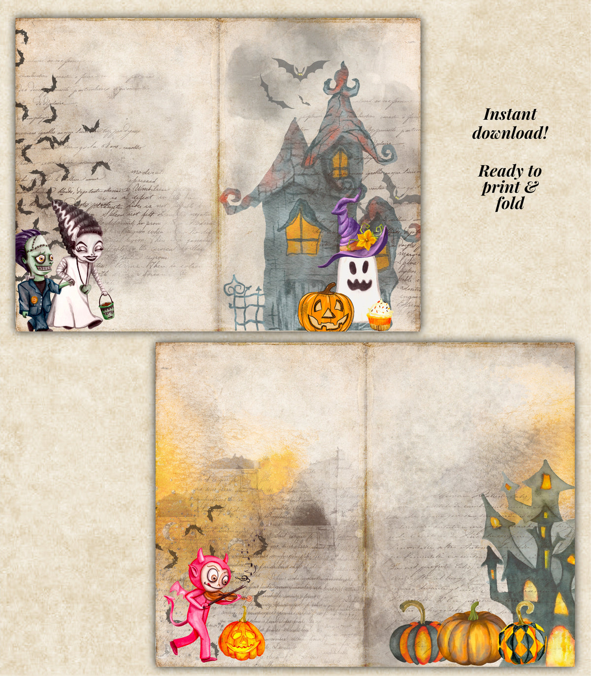 Trick or Treat Junk Journal Kit - Printable Pages & Ephemera