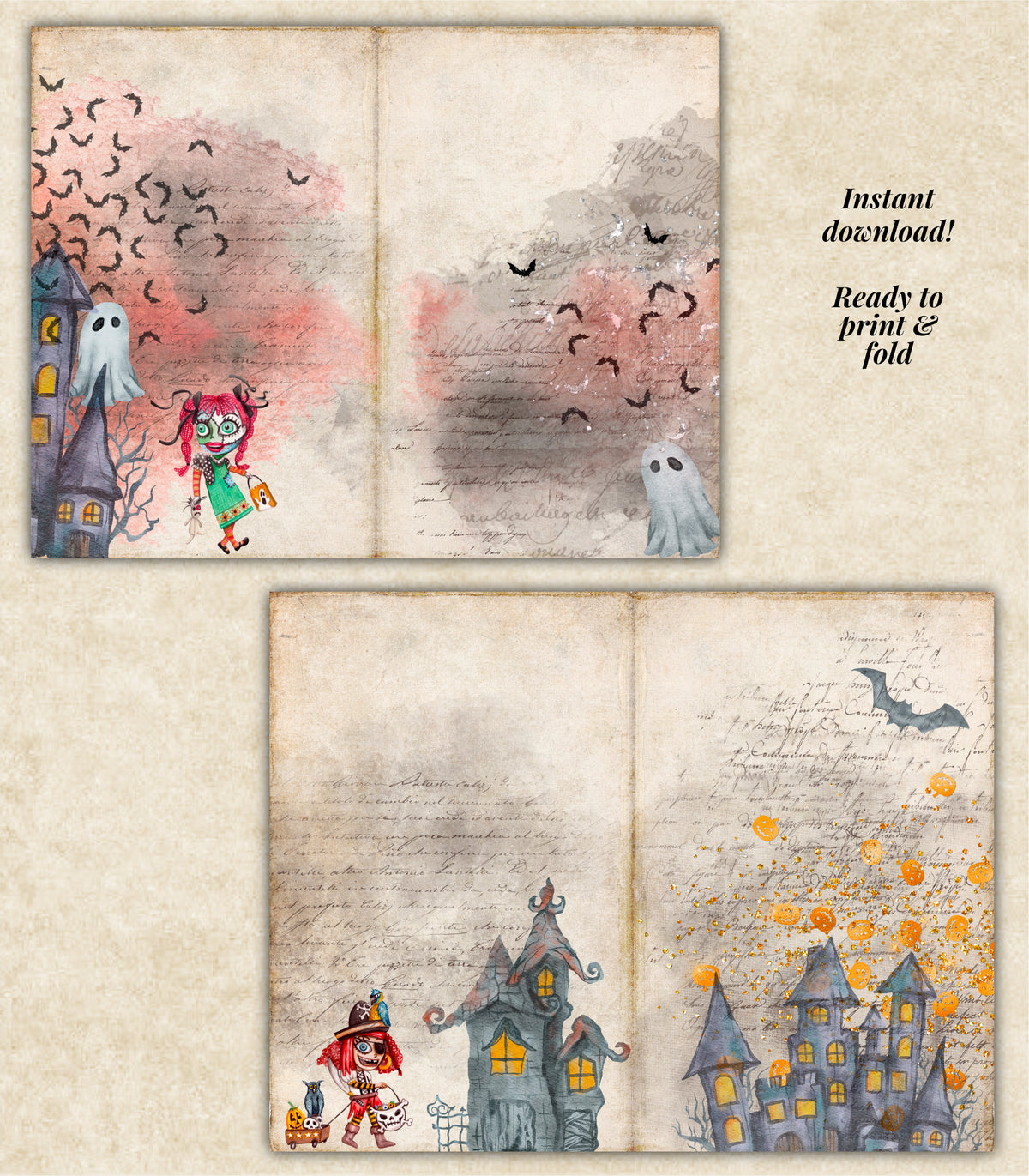 Trick or Treat Junk Journal Kit - Printable Pages & Ephemera