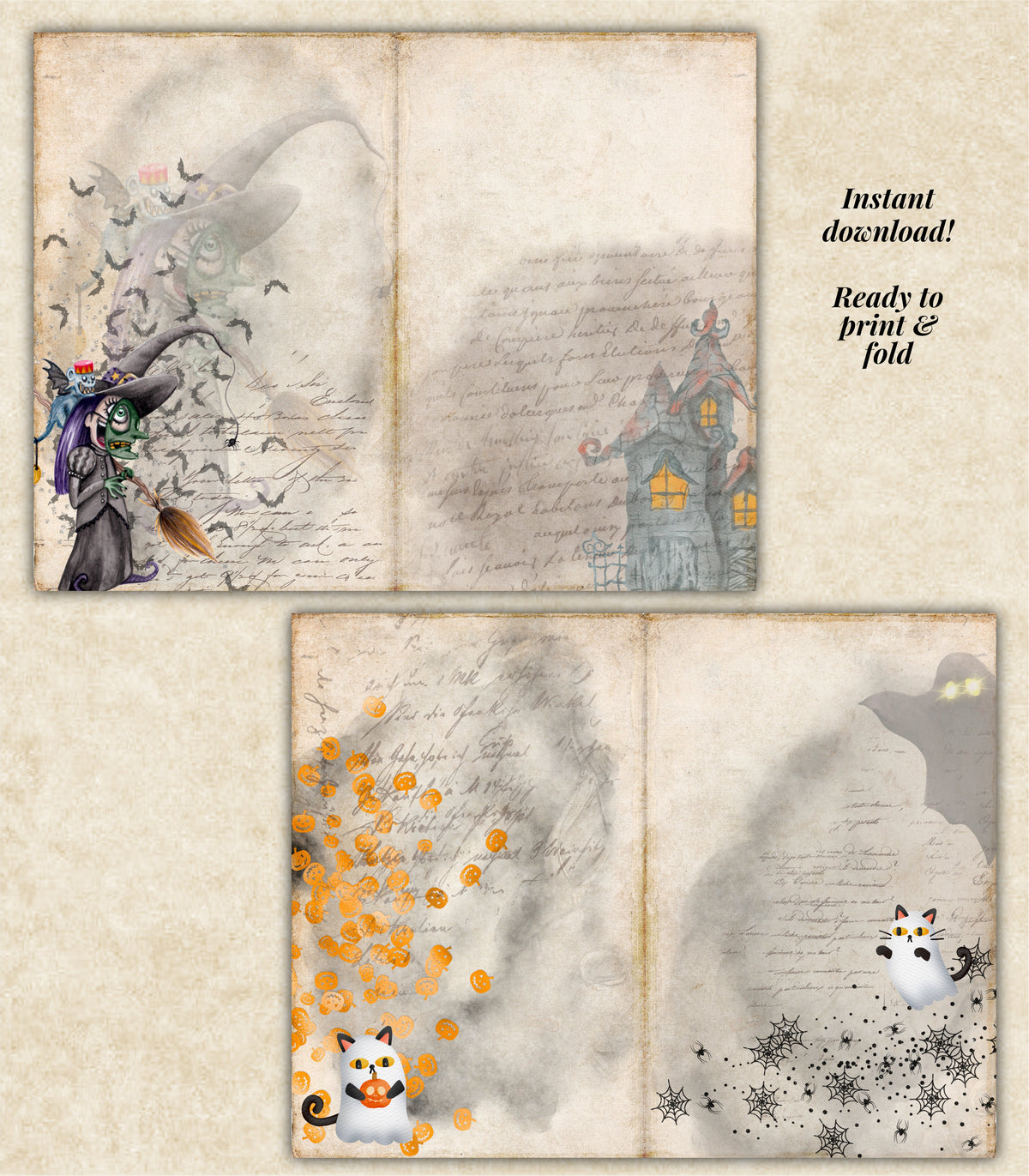 Trick or Treat Junk Journal Kit - Printable Pages & Ephemera