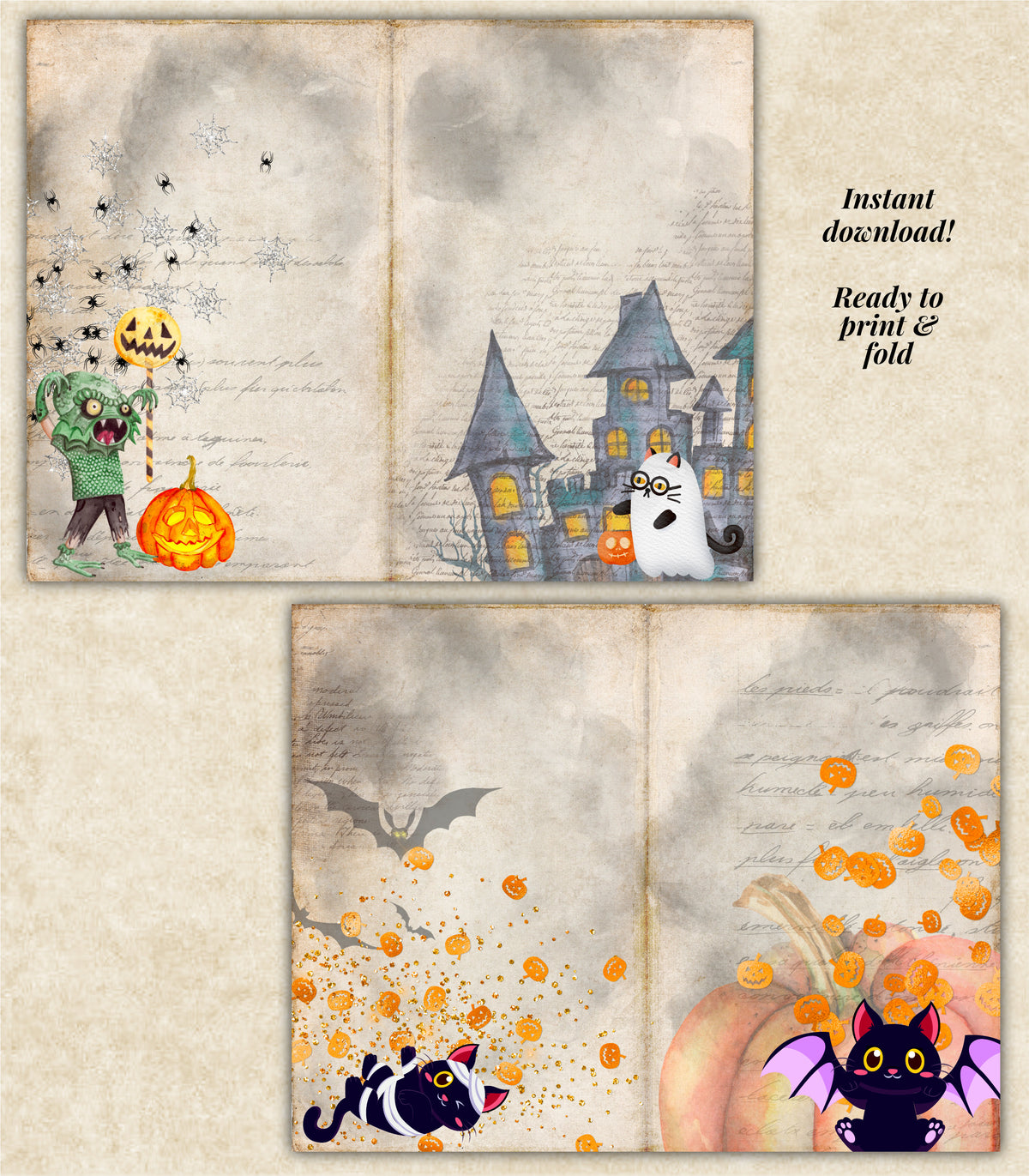 Trick or Treat Junk Journal Kit - Printable Pages & Ephemera