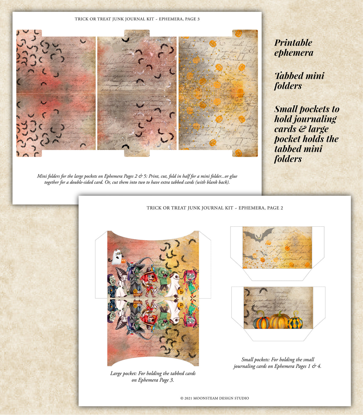 Trick or Treat Junk Journal Kit - Printable Pages & Ephemera