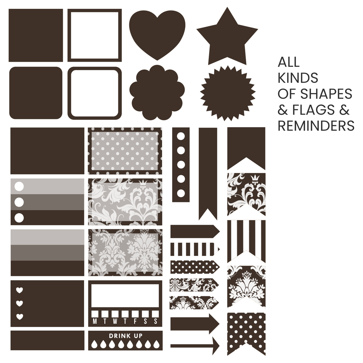 Cacao (Dark Brown) Digital Stickers