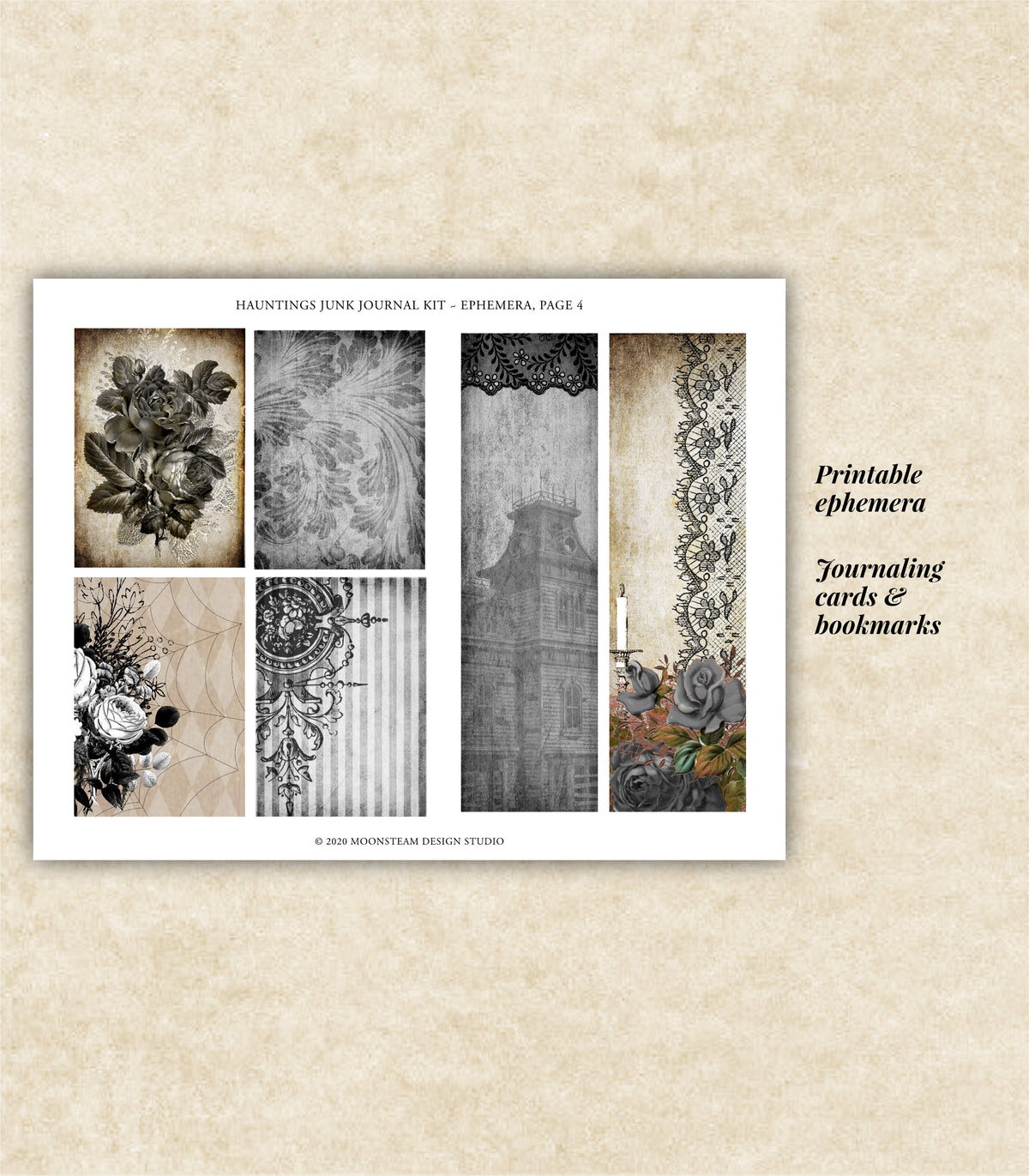 Hauntings Junk Journal Kit - Printable Pages & Ephemera