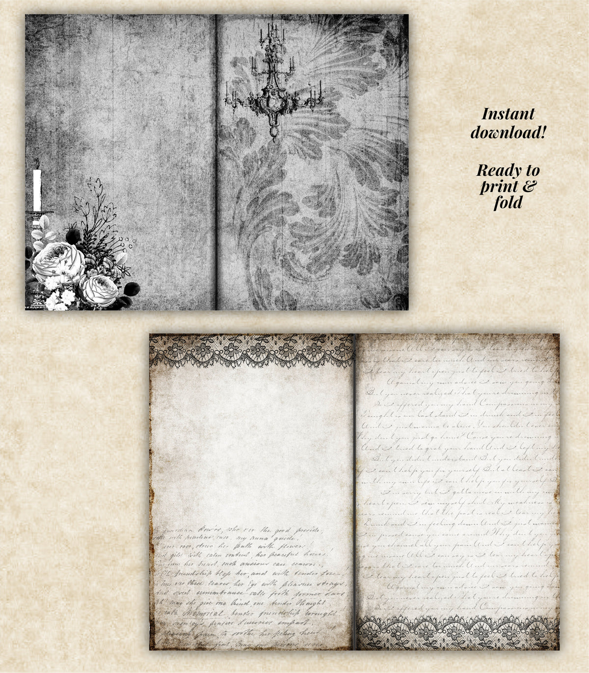 Hauntings Junk Journal Kit - Printable Pages & Ephemera