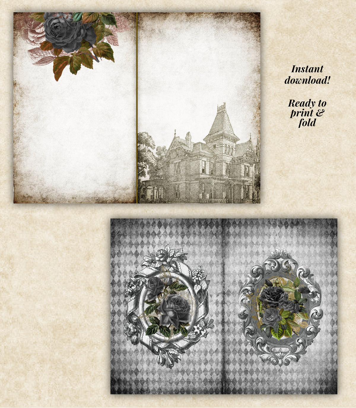 Hauntings Junk Journal Kit - Printable Pages & Ephemera