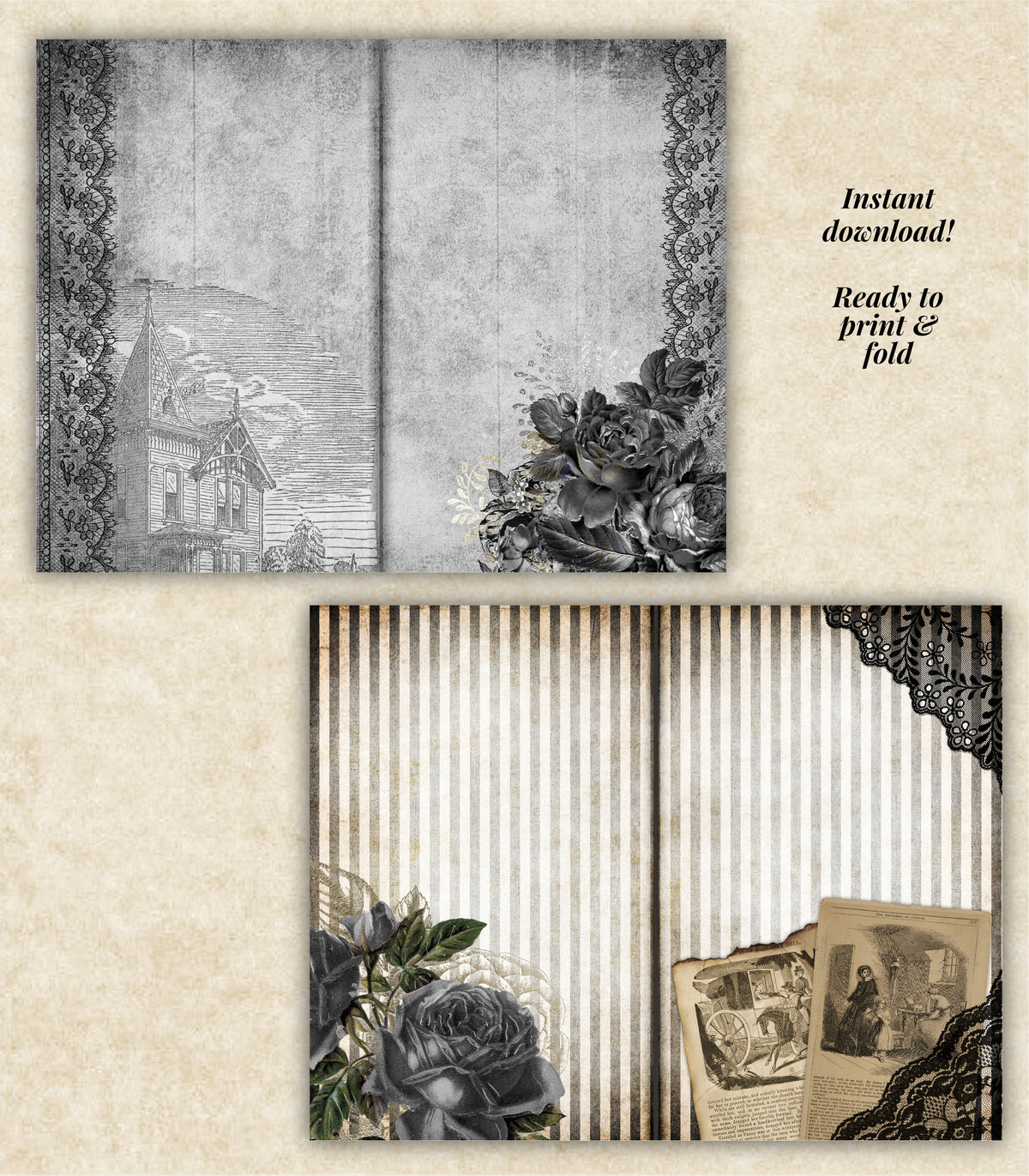 Hauntings Junk Journal Kit - Printable Pages & Ephemera