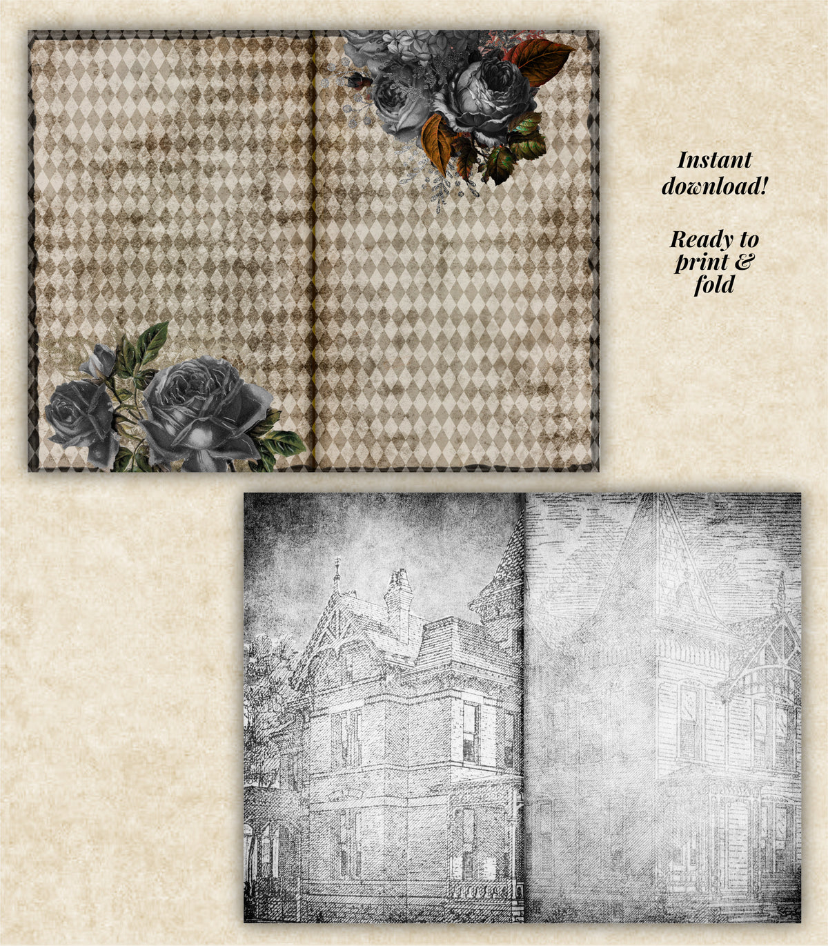 Hauntings Junk Journal Kit - Printable Pages & Ephemera