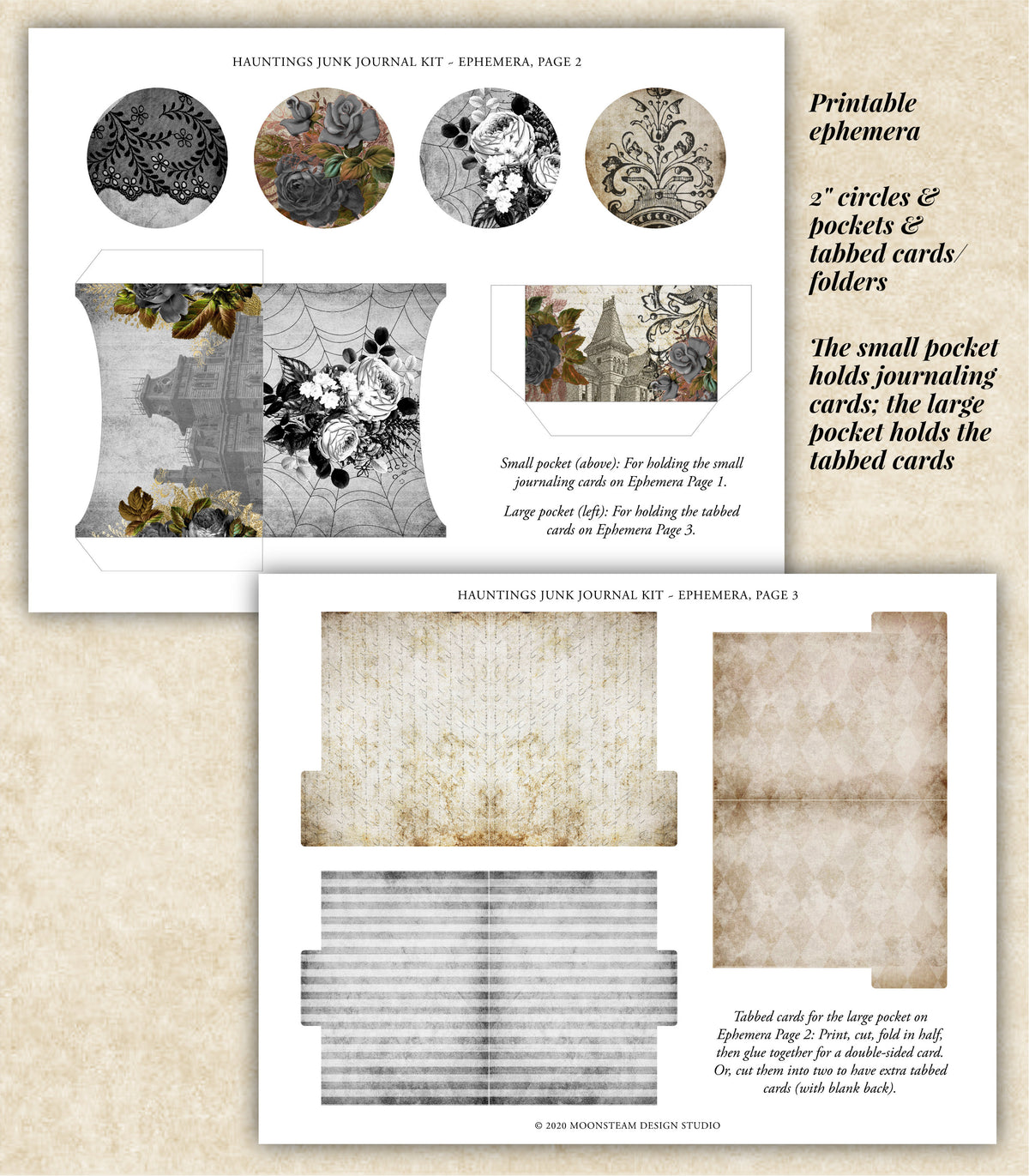 Hauntings Junk Journal Kit - Printable Pages & Ephemera