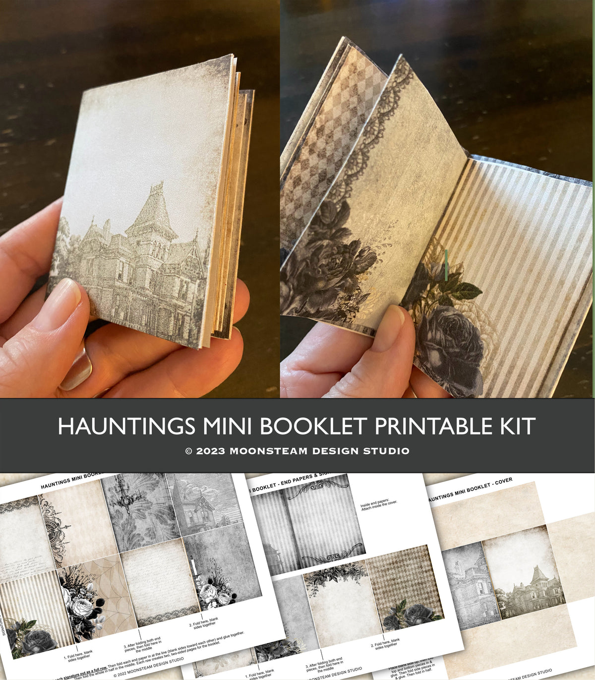 Hauntings Mini Booklet Kit – Printable Gothic Halloween Craft