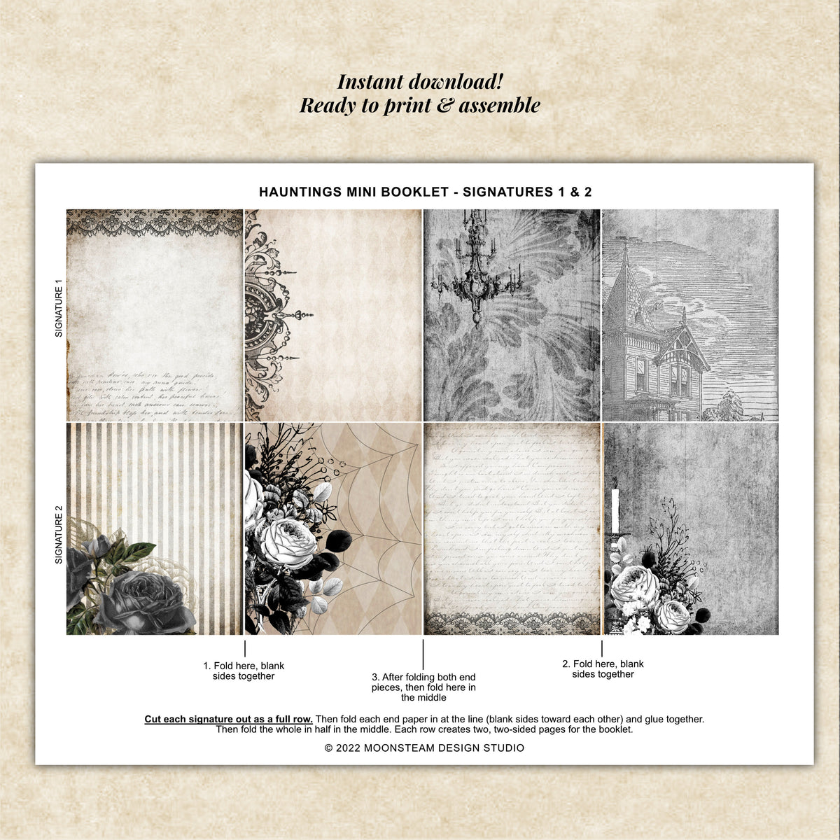 Hauntings Mini Booklet Kit – Printable Gothic Halloween Craft