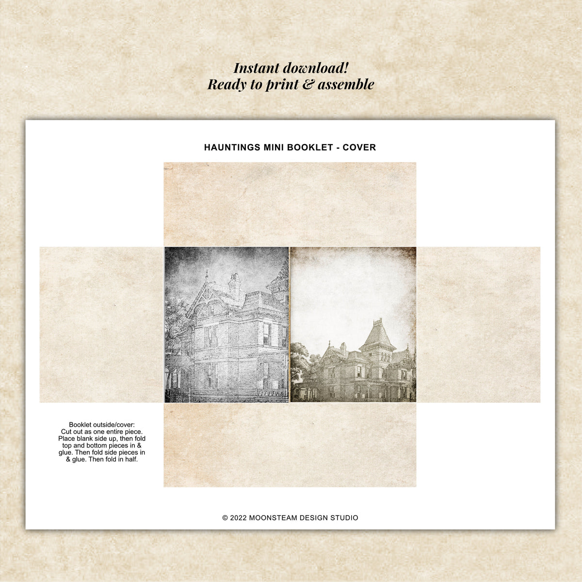 Hauntings Mini Booklet Kit – Printable Gothic Halloween Craft