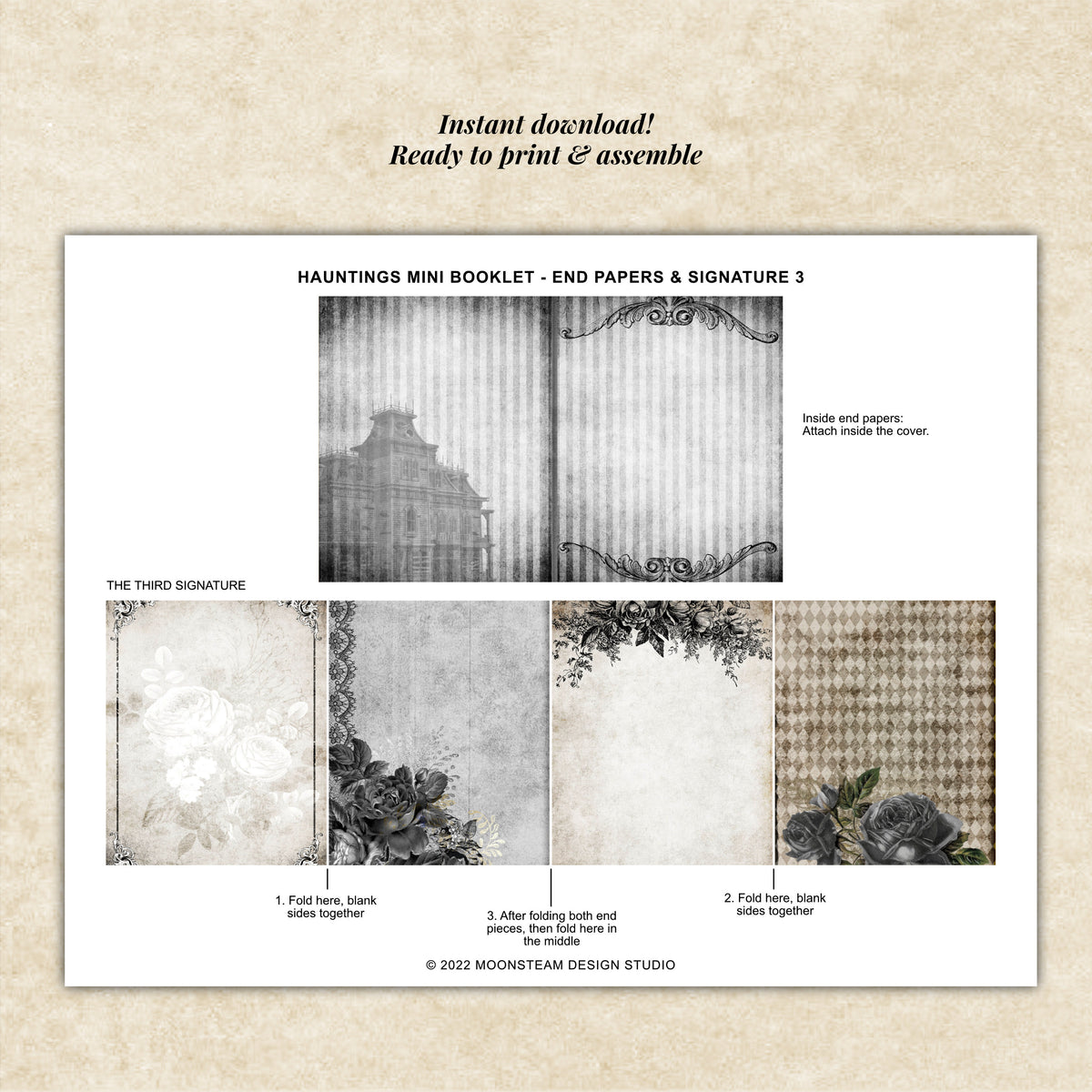 Hauntings Mini Booklet Kit – Printable Gothic Halloween Craft