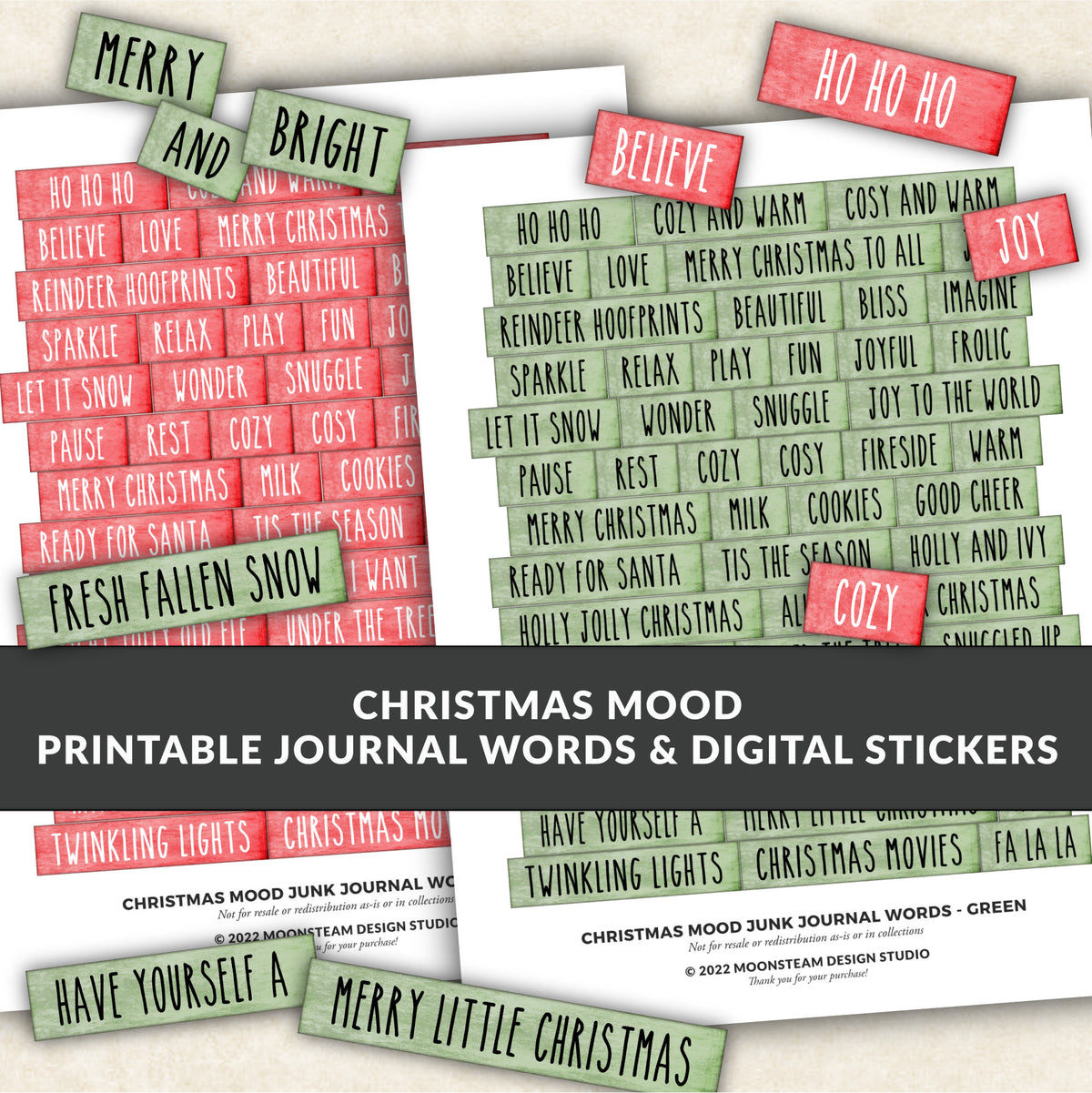 Printable Cozy Christmas Journal Words & Digital Stickers