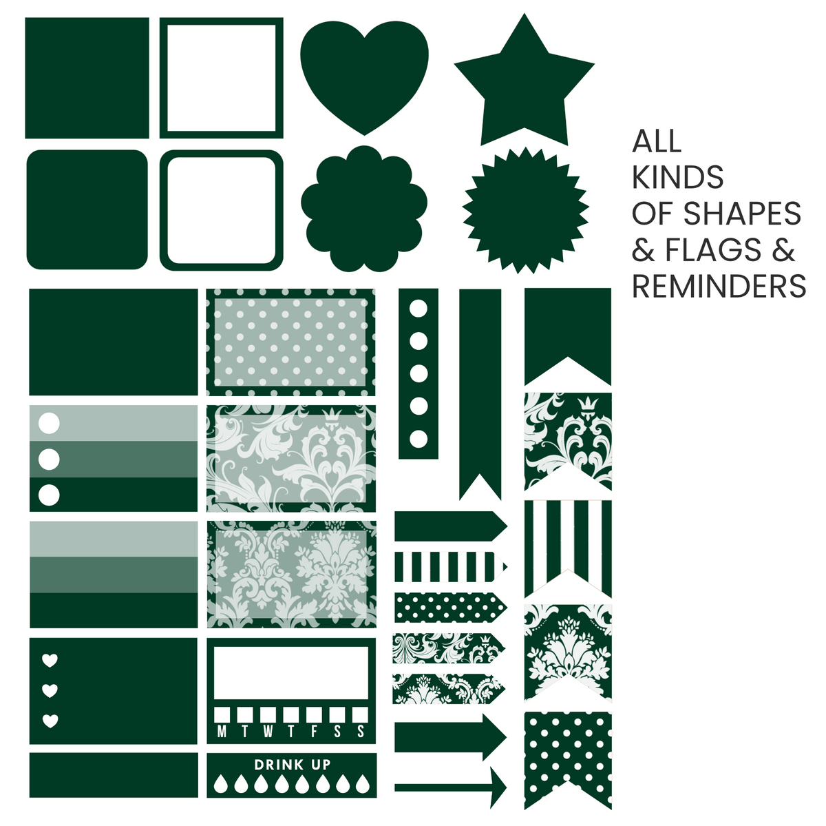 Deep Forest (Dark Green) Digital Stickers