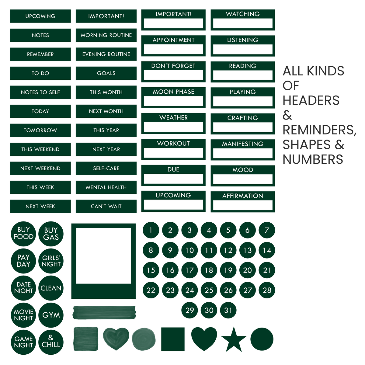 Deep Forest (Dark Green) Digital Stickers