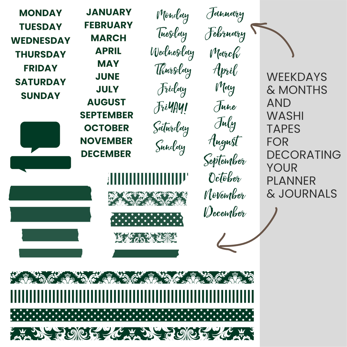 Deep Forest (Dark Green) Digital Stickers