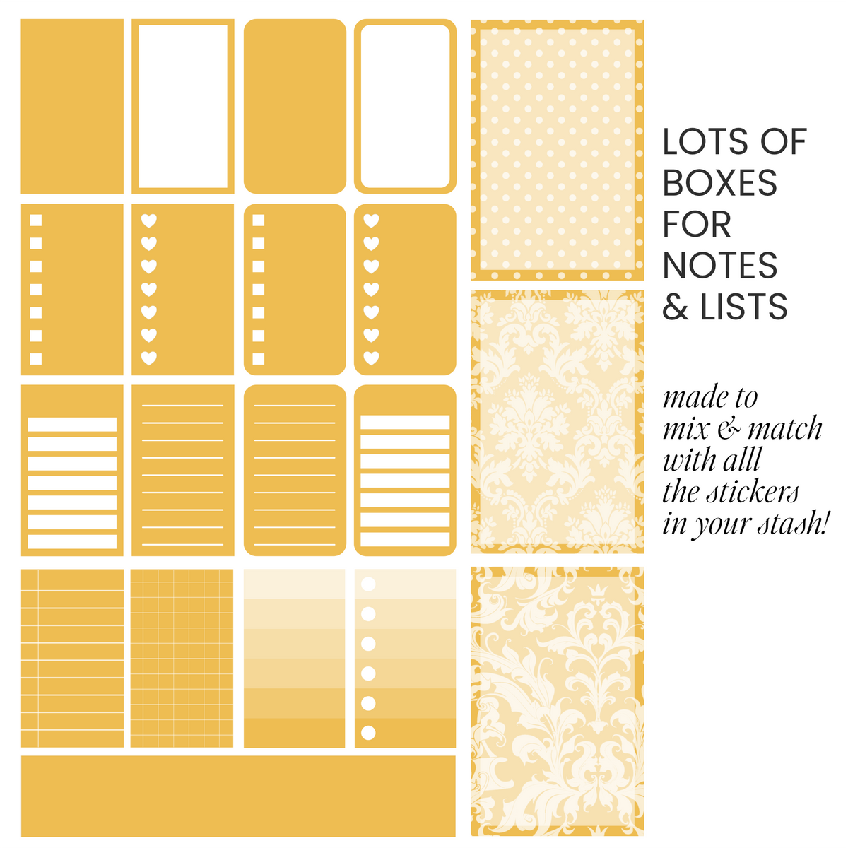 Golden (Warm Yellow) Digital Stickers