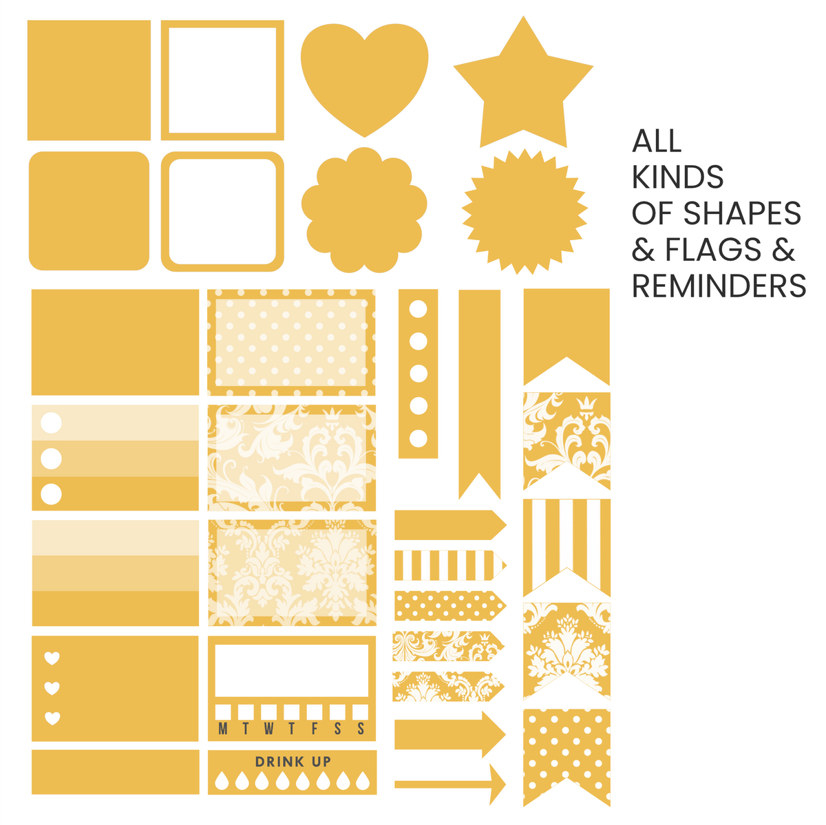 Golden (Warm Yellow) Digital Stickers
