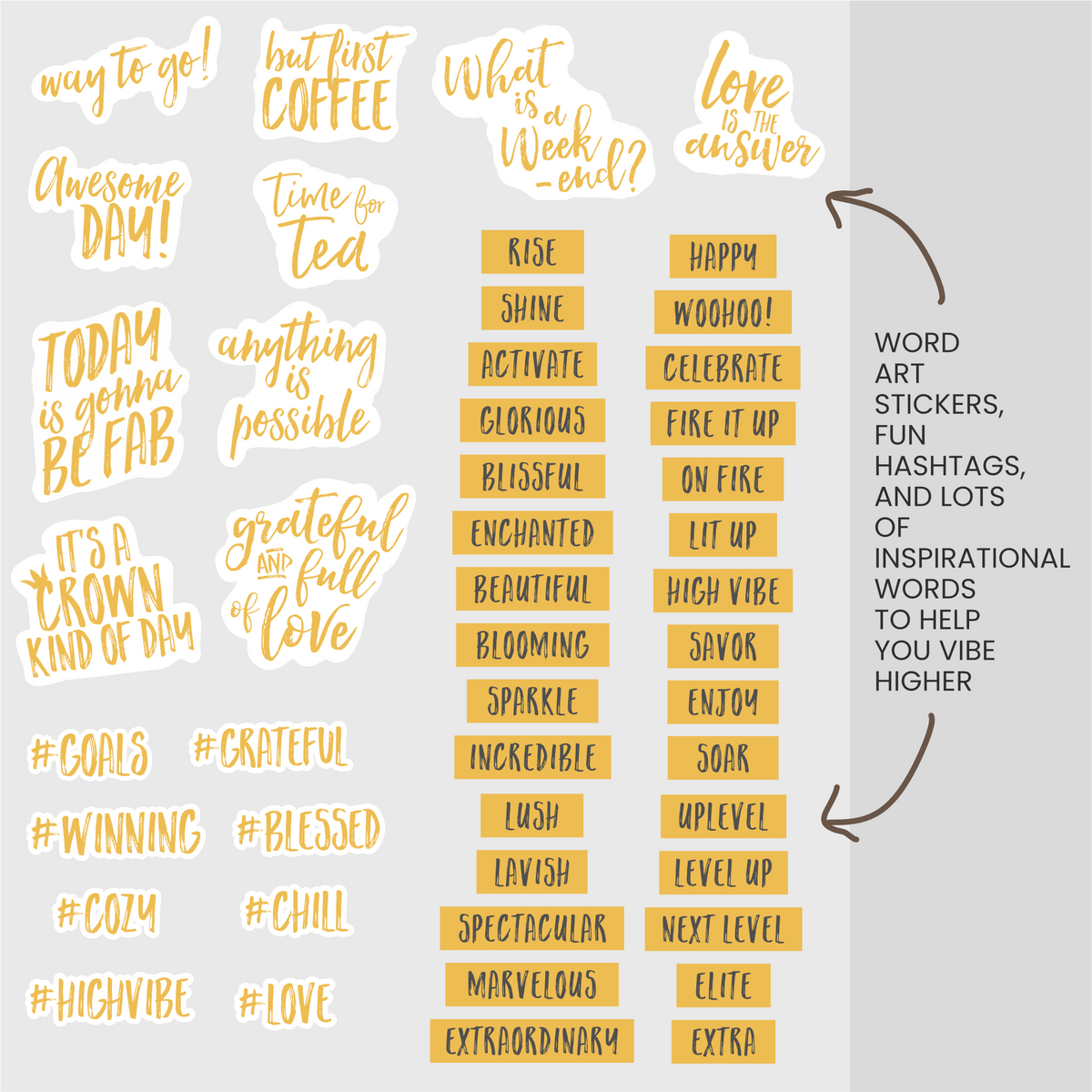 Golden (Warm Yellow) Digital Stickers