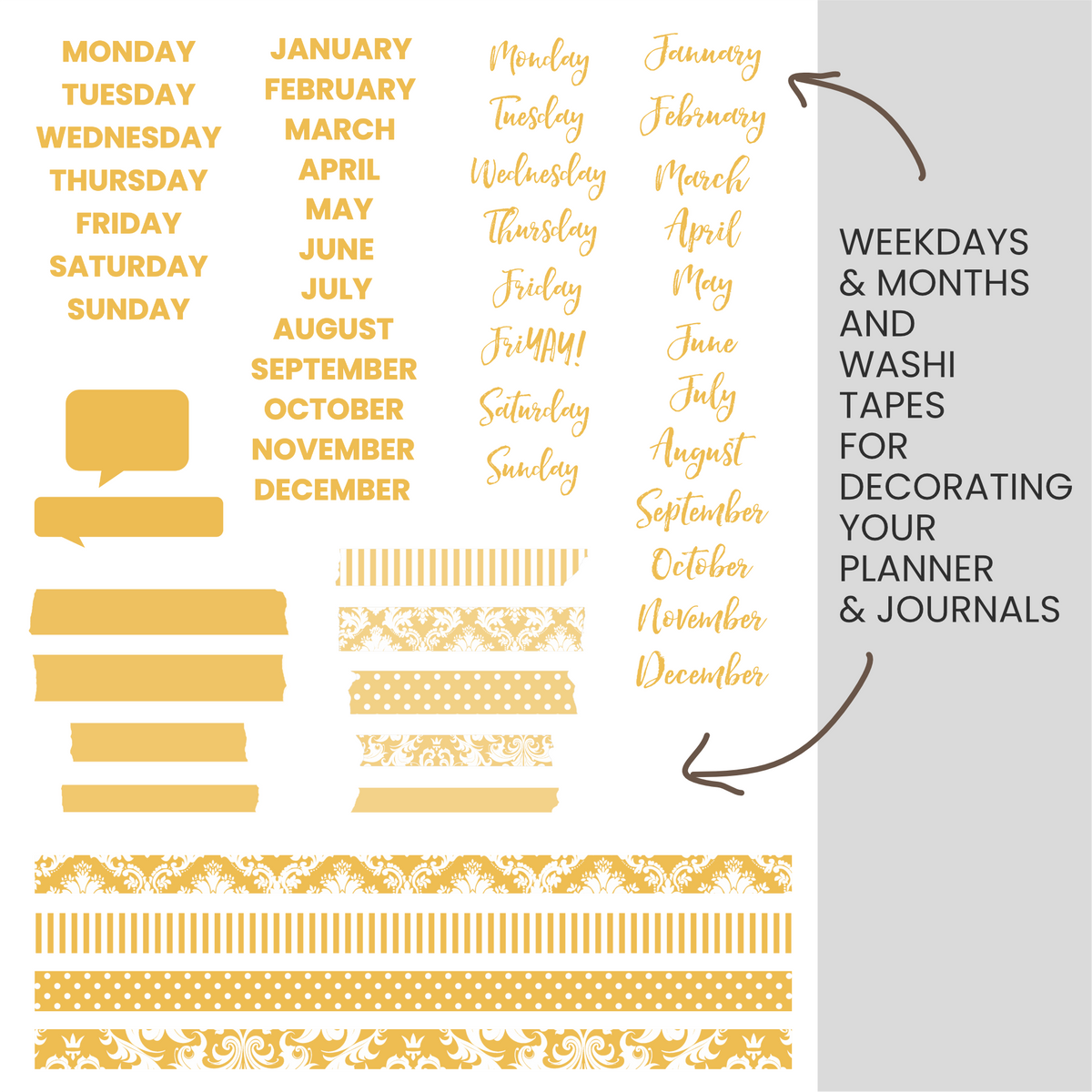 Golden (Warm Yellow) Digital Stickers