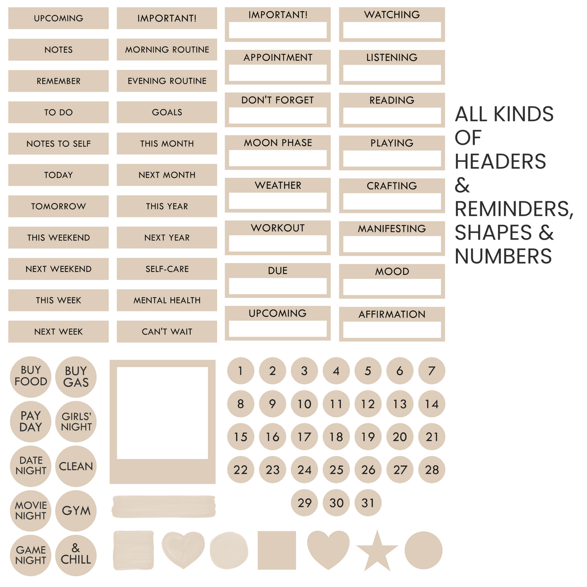 Linen (Light Beige) Digital Stickers