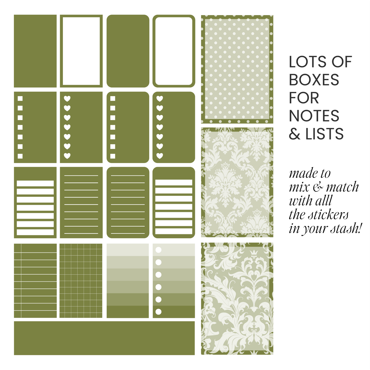 Fern (Olive Green) Digital Stickers