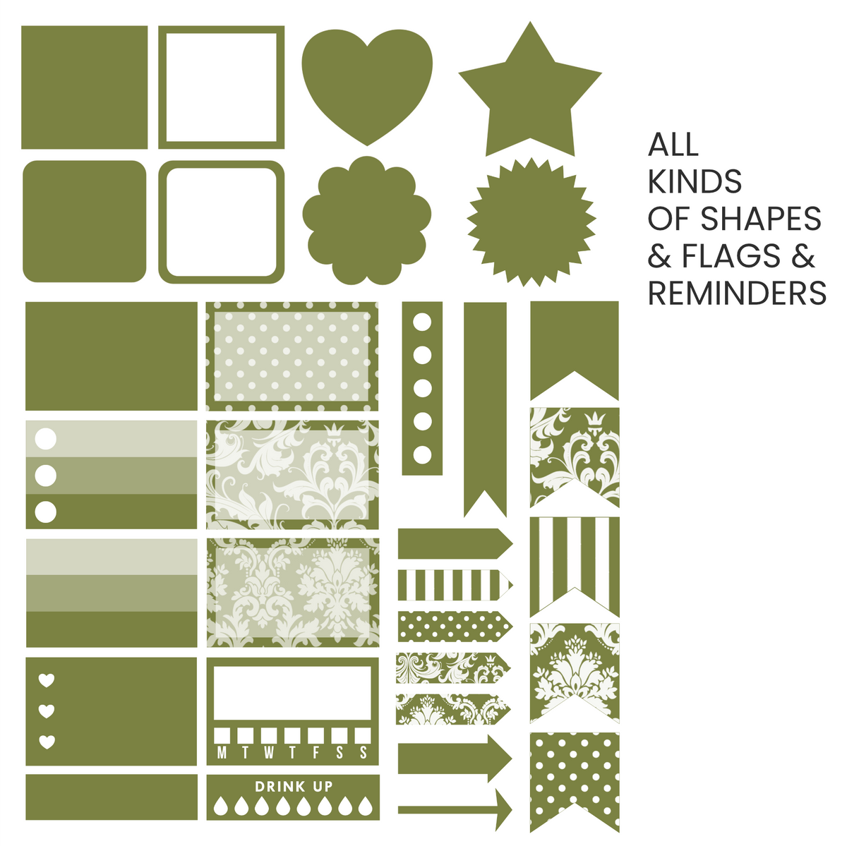 Fern (Olive Green) Digital Stickers
