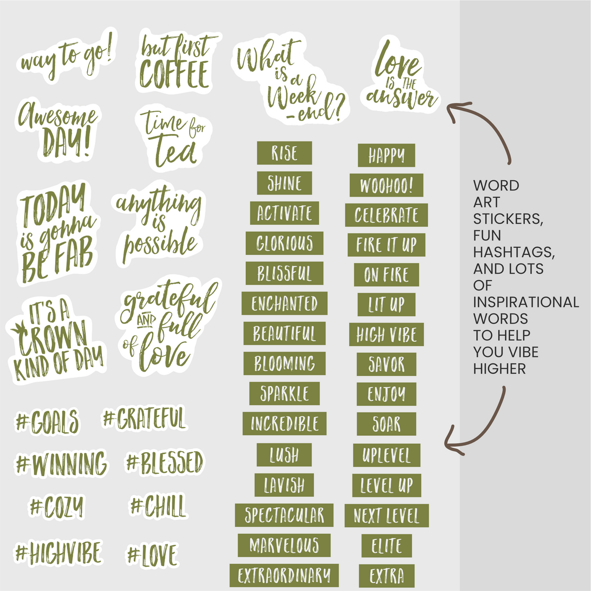 Fern (Olive Green) Digital Stickers
