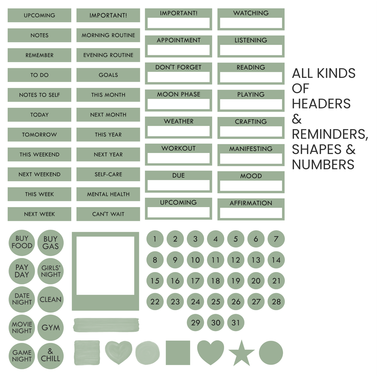 Sage (Soft Sage Green) Digital Stickers
