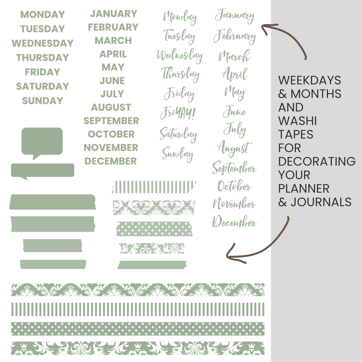 Sage (Soft Sage Green) Digital Stickers