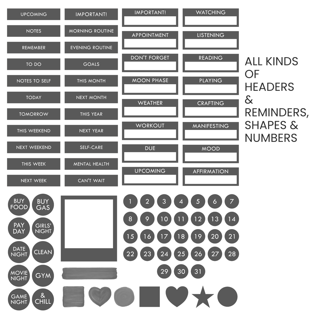 Steel (Dark Gray) Digital Stickers