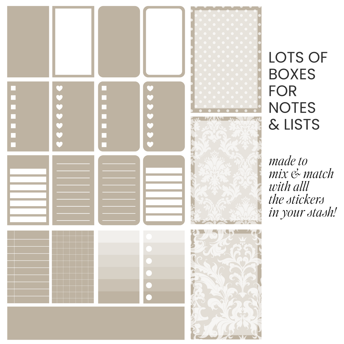 Taupe Digital Stickers
