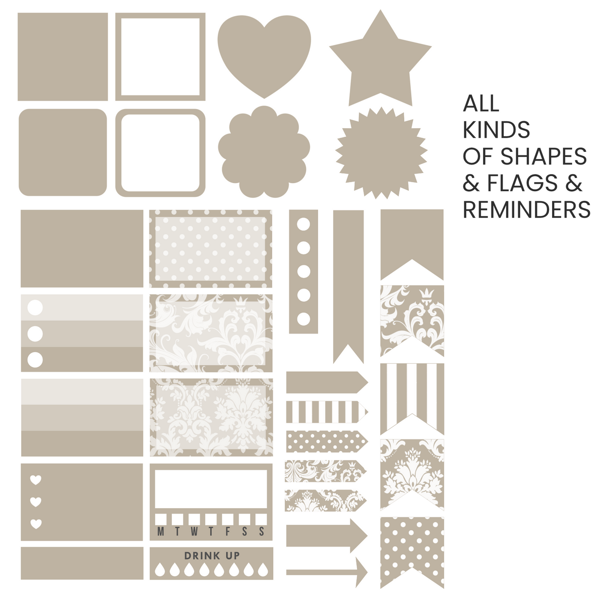 Taupe Digital Stickers