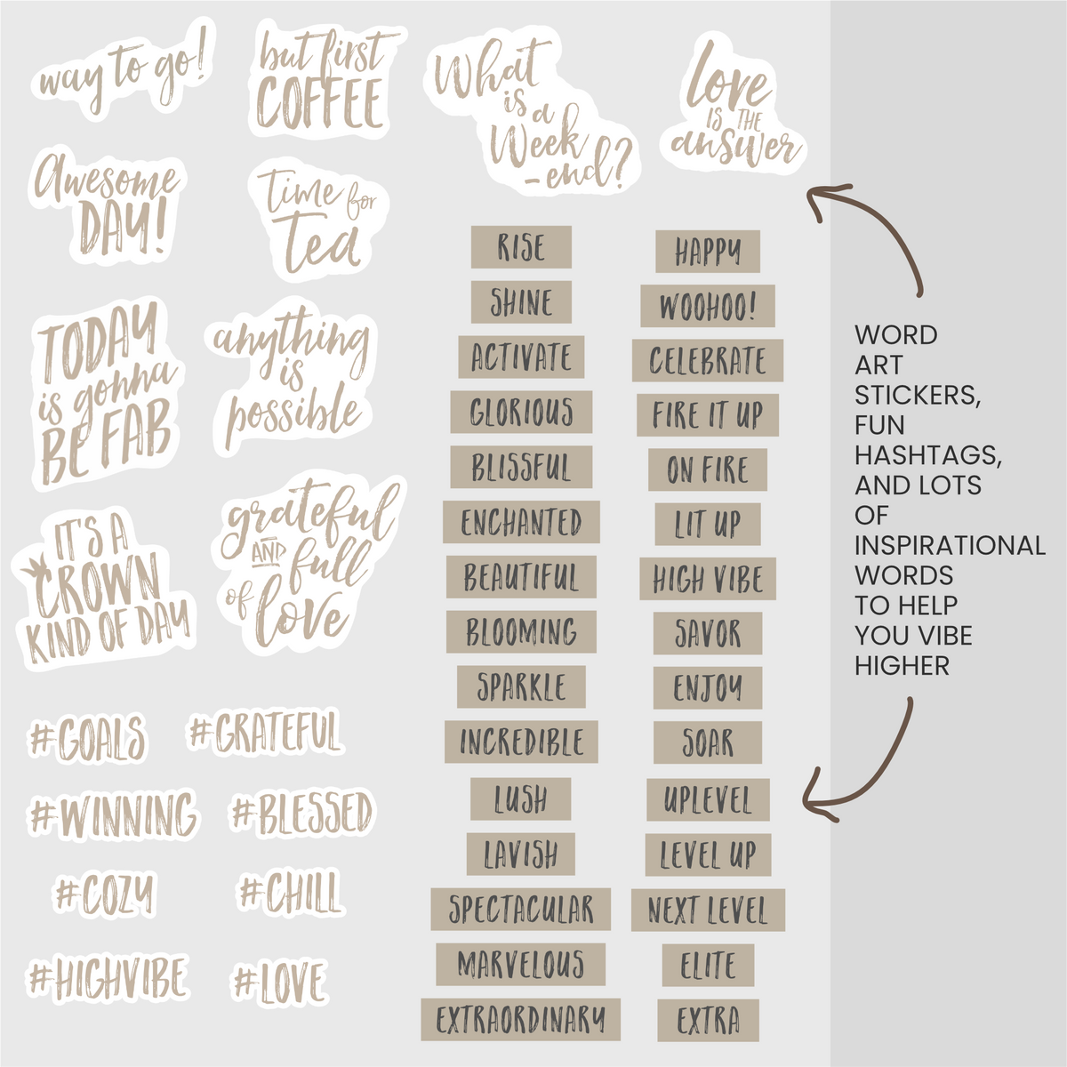 Taupe Digital Stickers