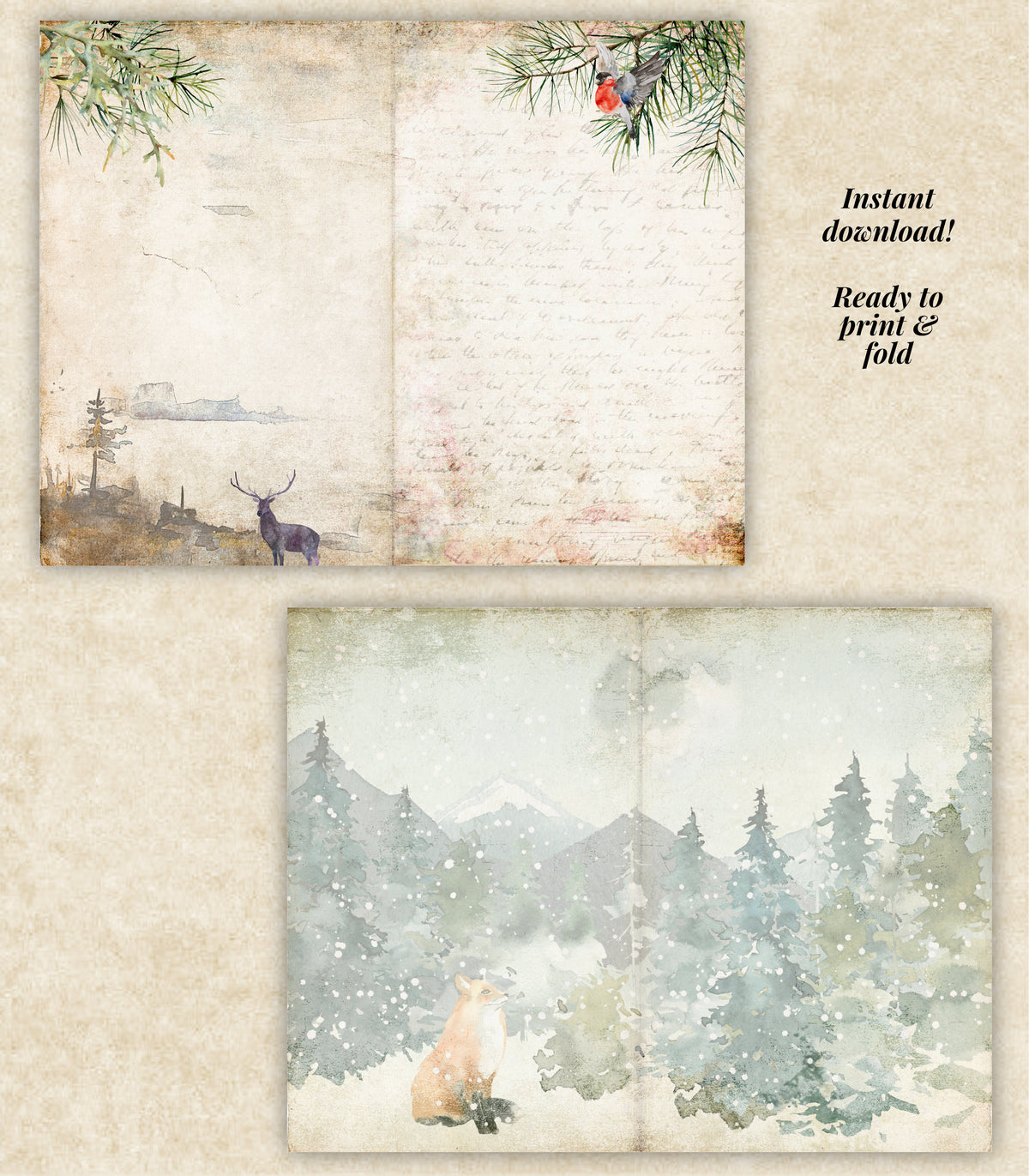 Winter Days Junk Journal Kit – Printable Pages & Ephemera