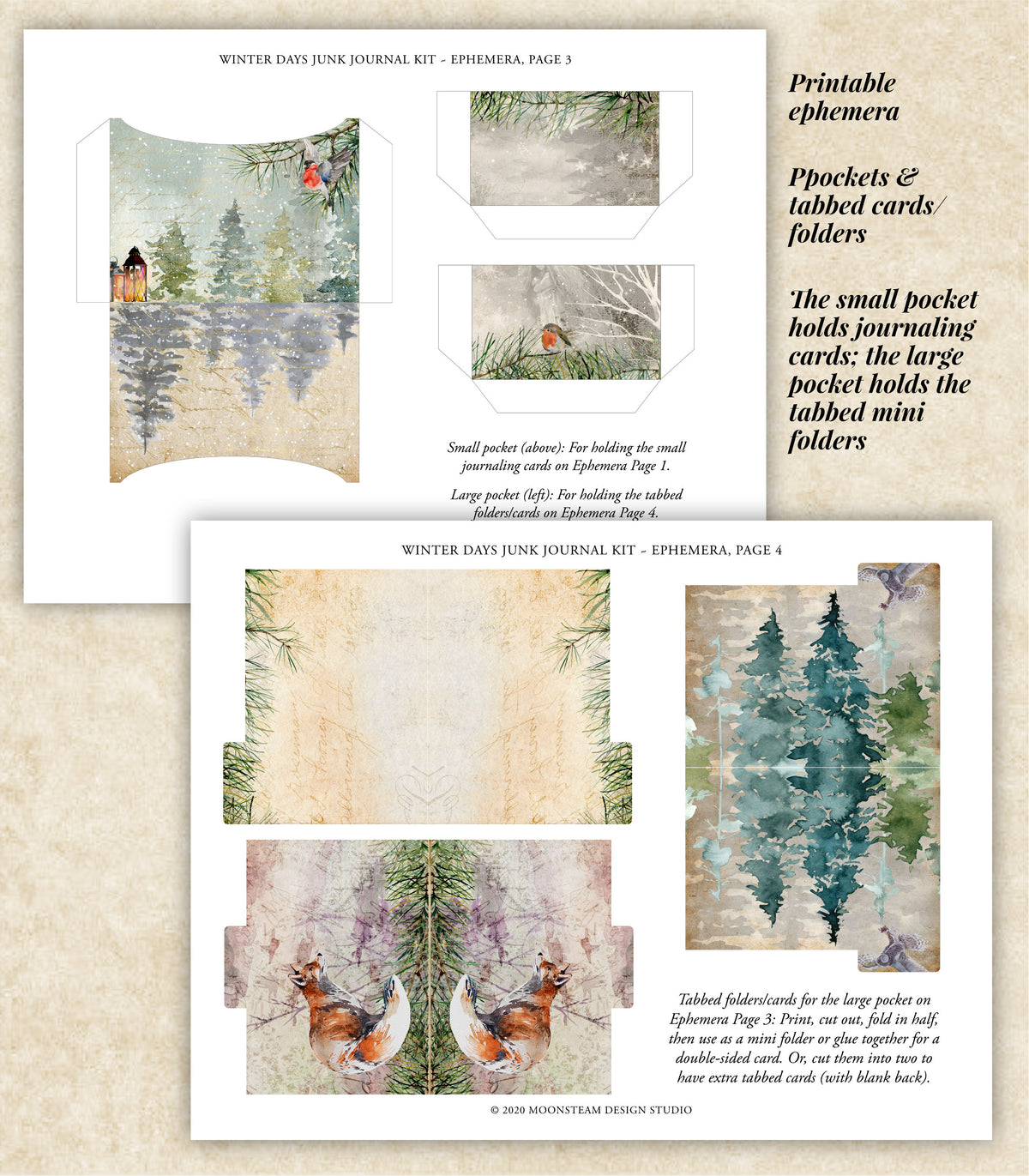 Winter Days Junk Journal Kit – Printable Pages & Ephemera