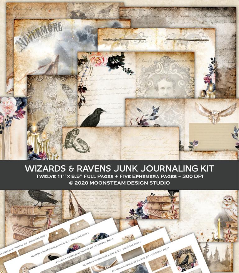Wizards and Ravens Junk Journal Kit by Moonsteam Design Studio