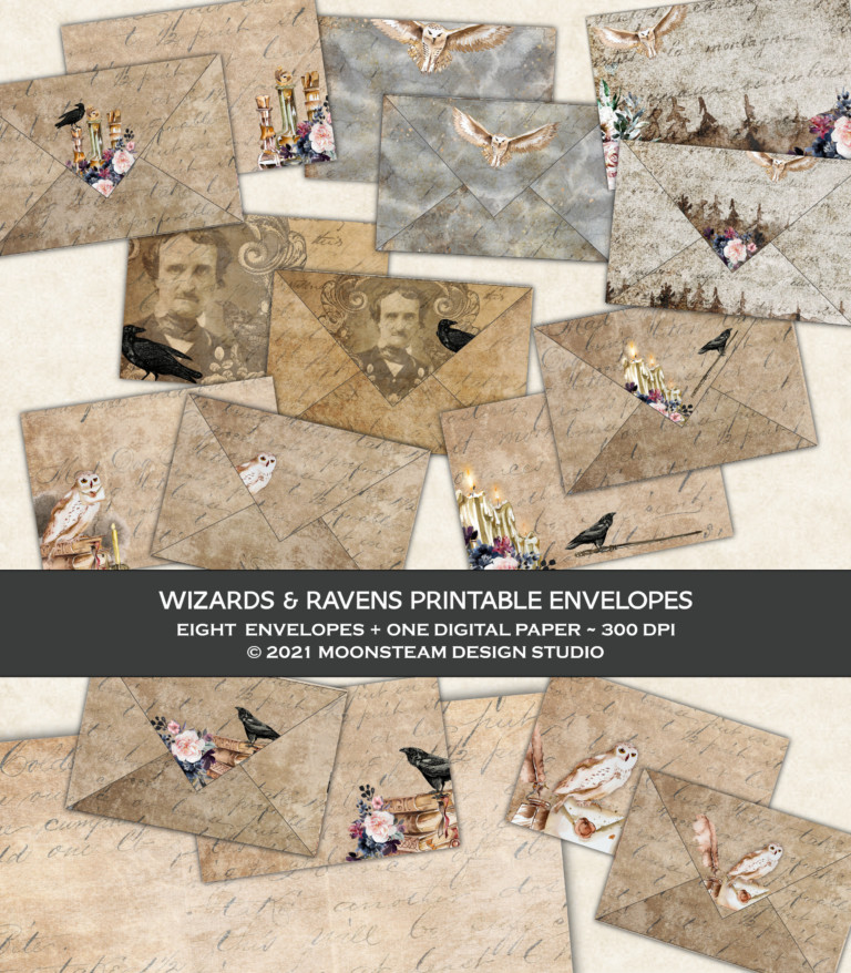 Wizards and Ravens Printable Envelopes by Moonsteam Design Studio