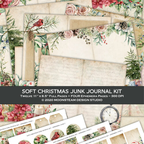 Soft Christmas Junk Journal Kit by Moonsteam Design Studio