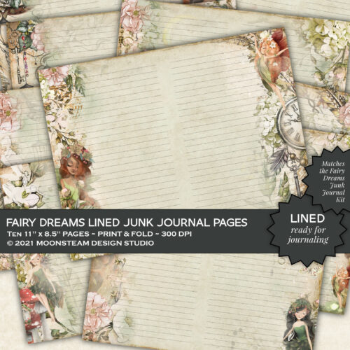 Fairy Dreams Lined Journal Pages by Moonsteam Design Studio