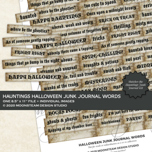 Halloween Junk Journal Words by Moonsteam Design Studio