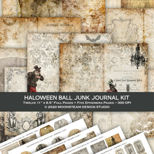 Halloween Ball Junk Journal Kit by Moonsteam Design Studio