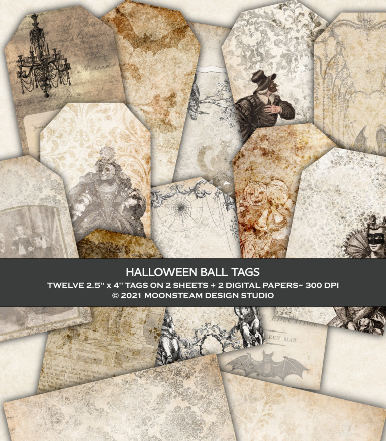 Halloween Ball Printable Tags by Moonsteam Design Studio