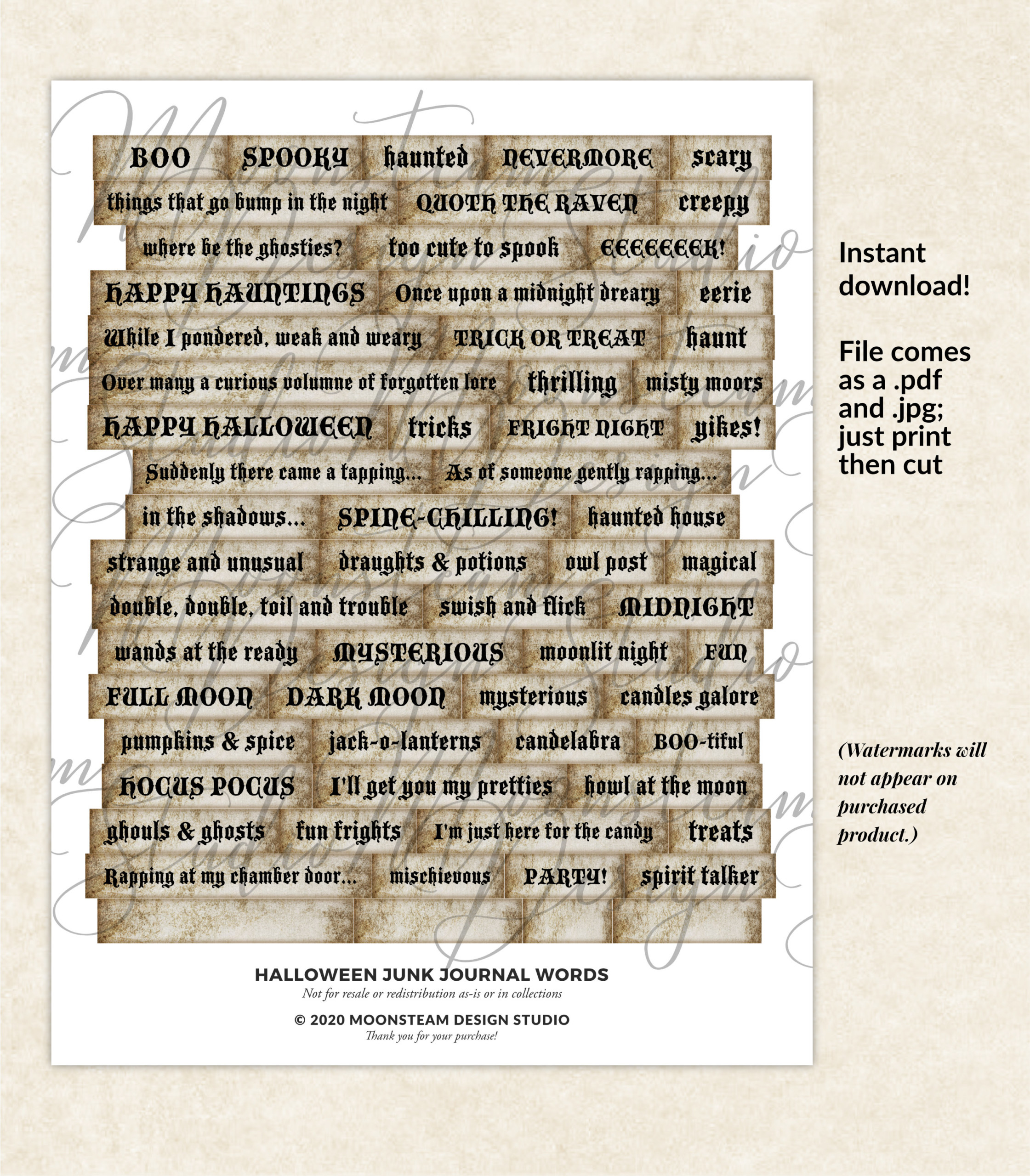 Halloween Junk Journal Words - Image 2