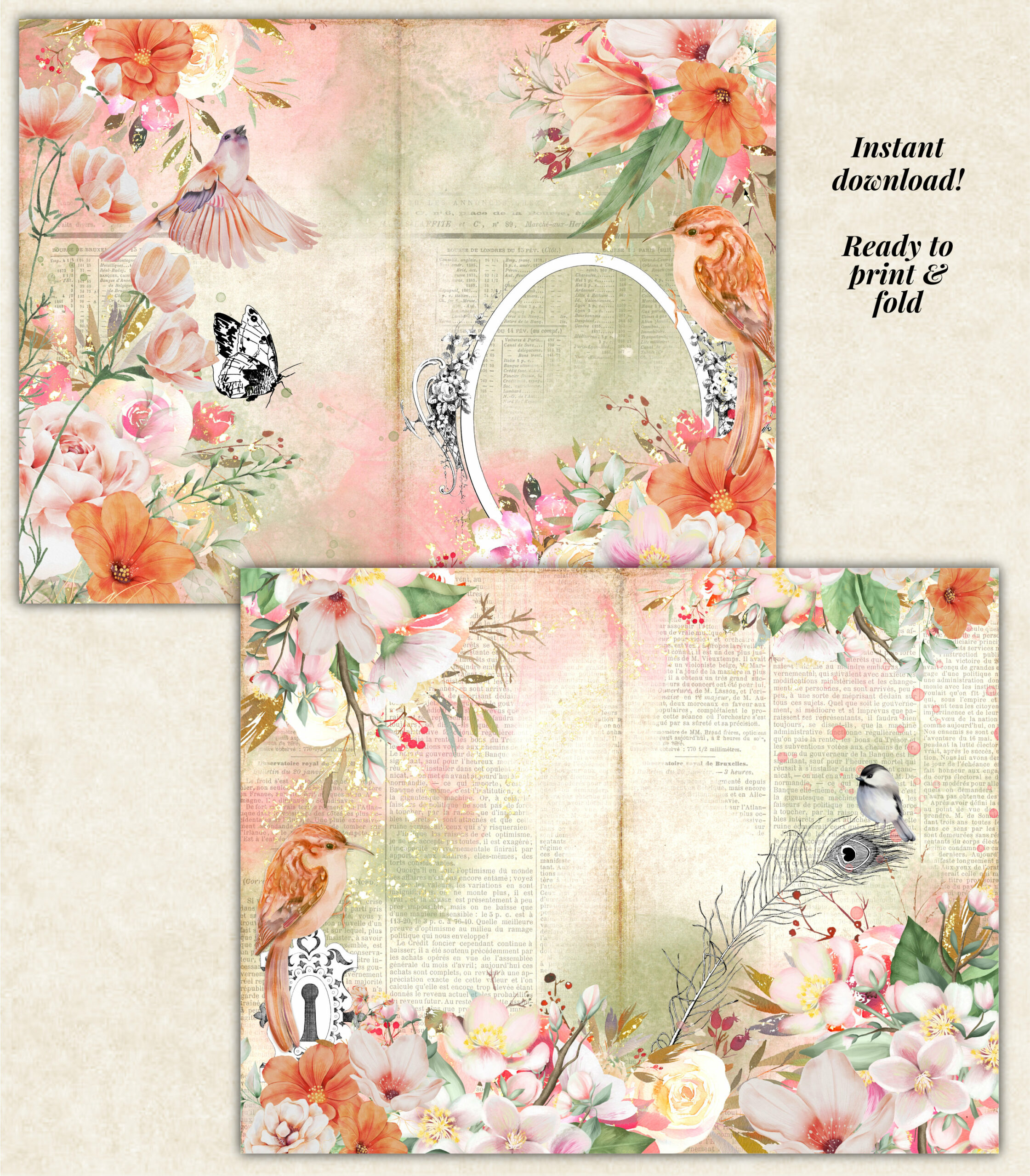 Whimsy Garden Junk Journal Pages by Moonsteam Design Studio