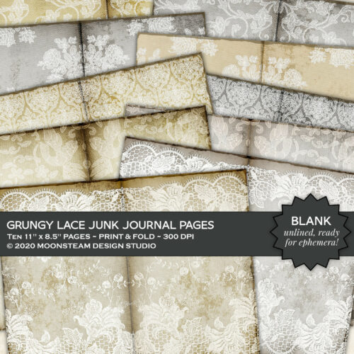 Grungy Lace Journal Pages by Moonsteam Design Studio