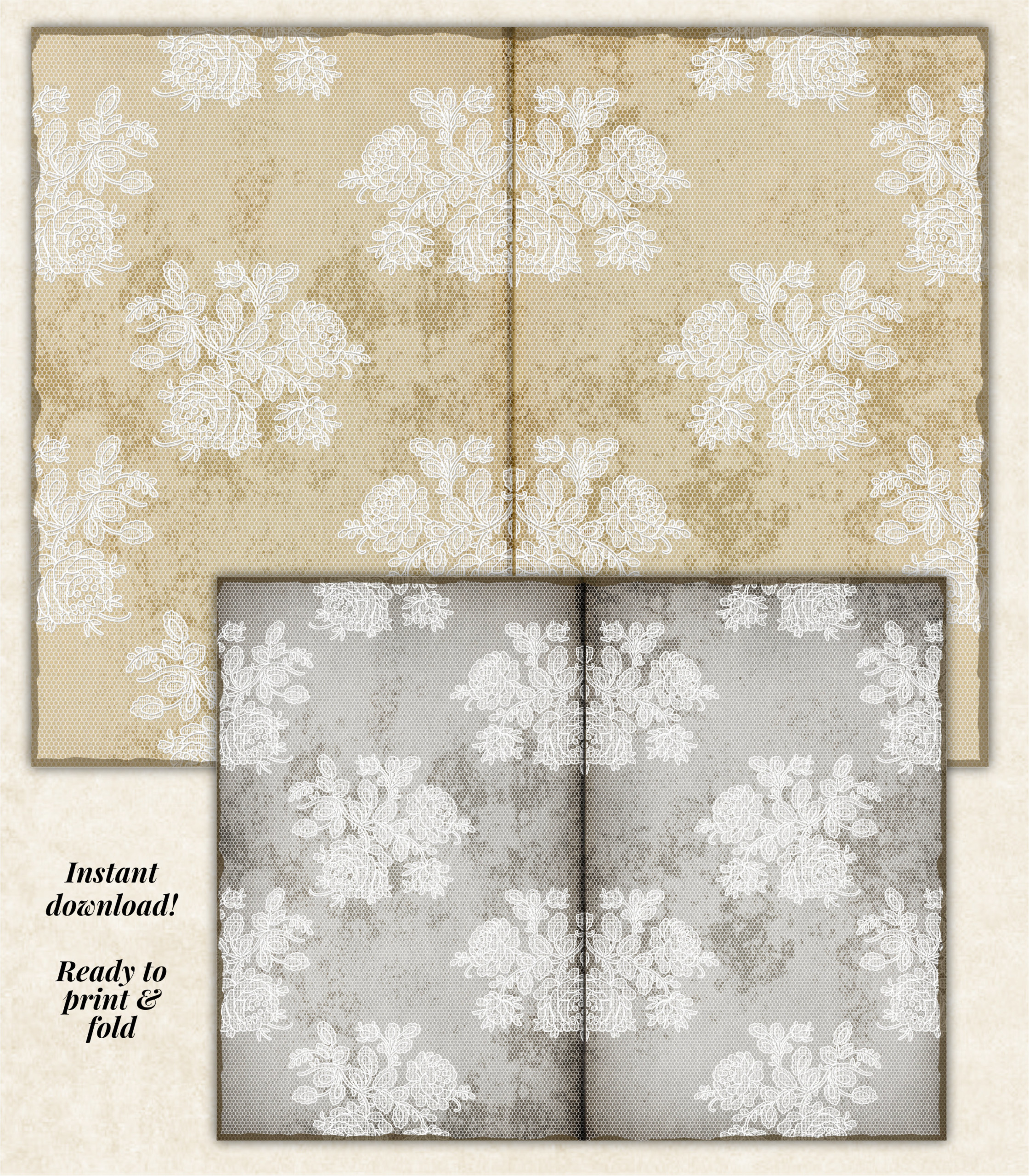 Grungy Lace Junk Journal Pages - Image 3